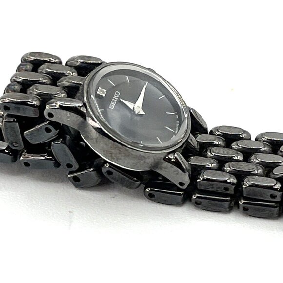 Seiko 1N00-0DB0 Black Annodized Ladies Watch 6.5" Works - Picture 3 of 9